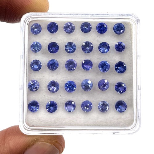 Lot De 50 Tanzanites Naturelles - 5.75 Carats - Taille 3.1-3.2mm Rond - Pour Sertissage