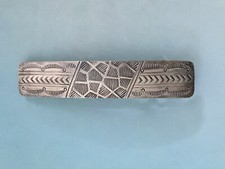 Silver Stamped Southwestern Aztec Rectangular Barrette Hair Clip