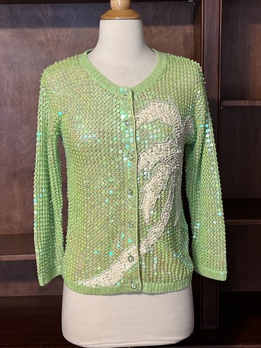 Pastel Green Sequin \u0026 Beaded Button 