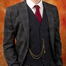 Brand New Bronze Single Albert Pocket Watch Fob Chain With  Pendant