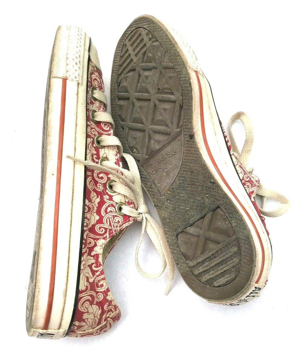 Rare Womans Converse All stars William Morris pattern red + white