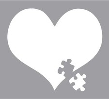 Autism Awareness Heart Puzzle White 5 inch Vinyl Decal