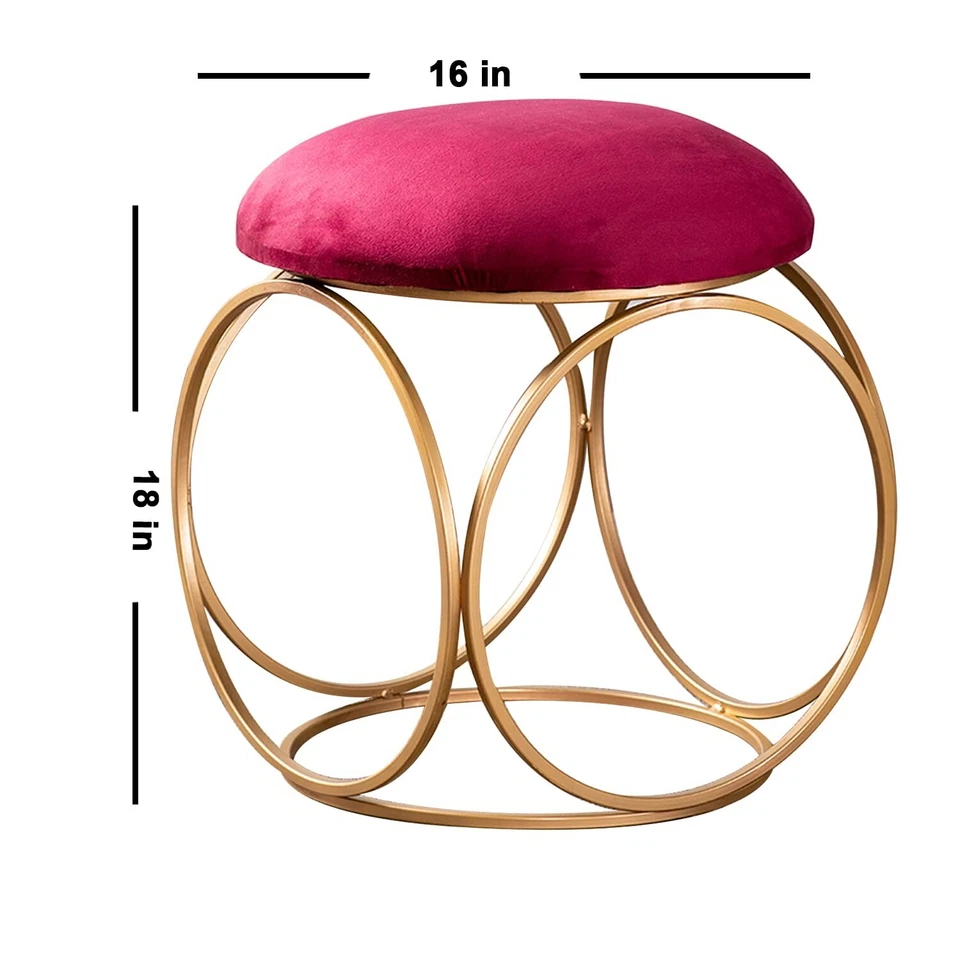 Metallic Ottoman Stool for Bedroom Living Room Pouffes Side Table for Sitting - Image 3 of 4