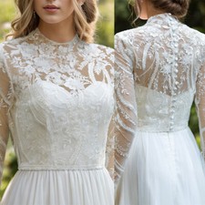 Wedding Dress Topper Jacket for Bride Lace Long Sleeves Top Accessories Custom