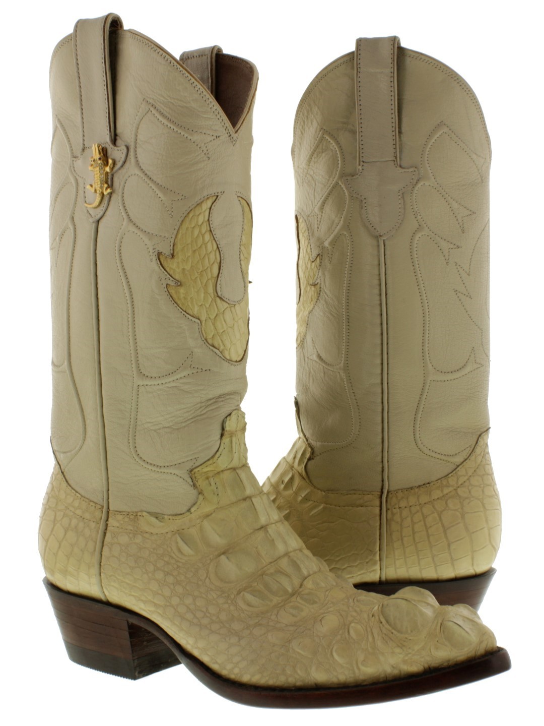 Mens Off White Genuine Alligator Skin 