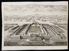 Antique Copper Engraving Nero's Golden Palace Artist J. Blundell c. 1742 
