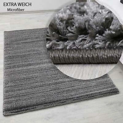 Moderner Wohnzimmer Teppich Extra Weich Mikrofaser Spezial Melierung Grau - Bild 1 von 4