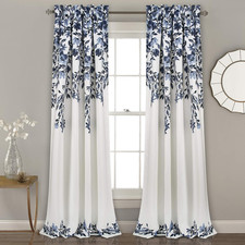 Tanisha Curtains - Light Filtering Window Panel Set, Pair - Floral Vine Print, B