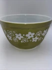 Pyrex 401 Vintage Mixing Bowl Green Crazy Daisy Spring Blossom/1.5 Pint**dull**