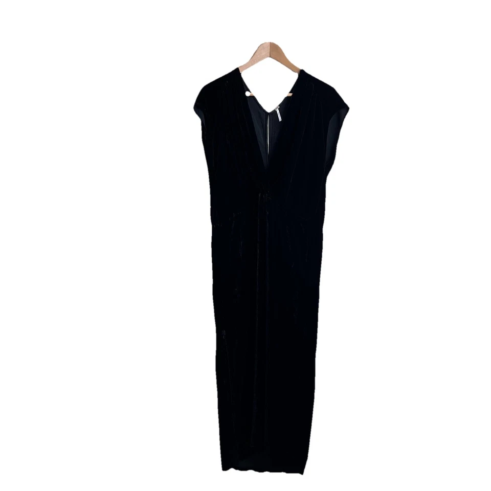 Young Fabulous & Broke Kellyn Midi Dress Small S Black Velvet Cap Sleeve Womens - Image 2 of 4