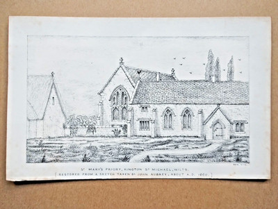 St Mary's Priory, Kington Saint Michael, Wiltshire - antiker Druck - um 1860