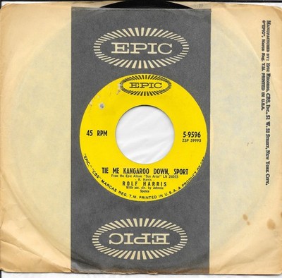 Rolf Harris Tie Me Kangaroo Down Sport #3 Billboard Hot 100 6/63 45 rpm record