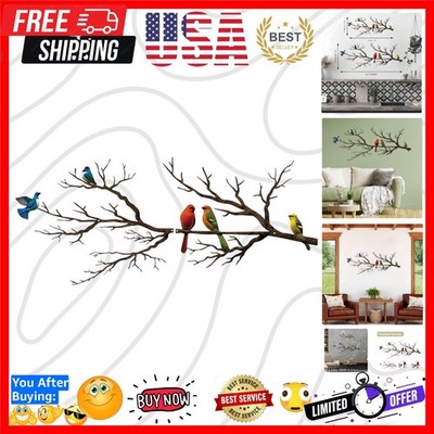 Metal Birds Wall Art, Metal Vivid Birds on Branch Silhouette Wall Decor Black...