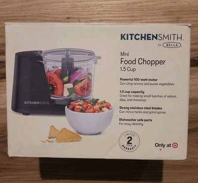 KitchenSmith By BELLA Mini Food Chopper 1.5 Cup One Touch Stainless Steel Blade