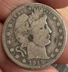 1915-D Barber Quarter 25C Denver Business Strike 90% Silver Circulated