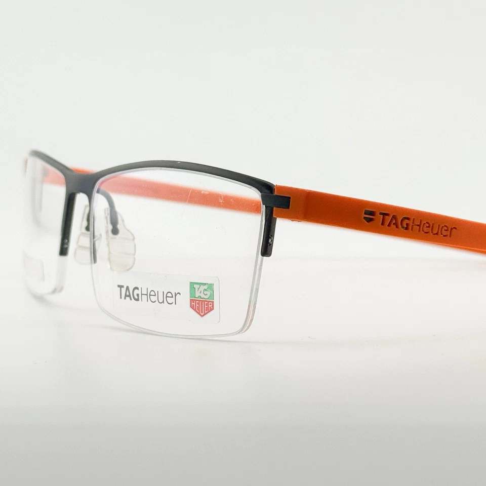Auténticas gafas Tag Heuer TH 3921 media llanta reflectante marco negro/naranja Francia Foto 3 de 4
