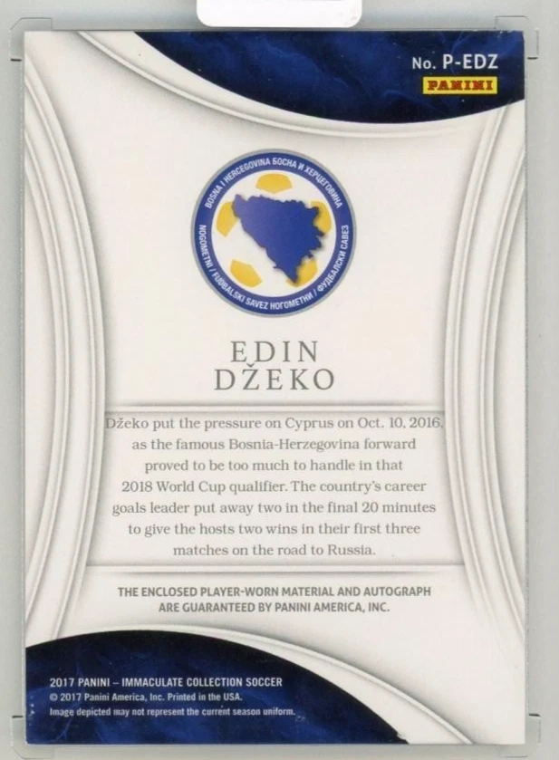 2017 Panini Immaculate Collection Edin Dzeko Patch Autographs(ON CARD)【63/75】 - Image 2 of 2