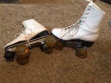 Vintage Rink Roller Skates, Girls White Size unmarked