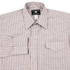 VTG Flying R Ranchwear Pearl Snap Western Plaid Shirt Men s Large Made In USA
