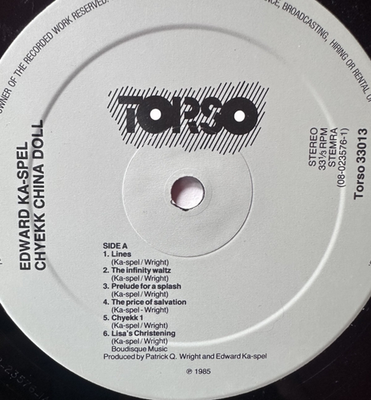 Edward Ka-Spel Chyekk China Doll *VINYL* Torso 1985 The Legendary