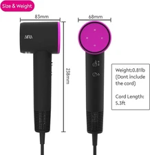 AINA Hair Dryer – 110,000 RPM Brushless Motor, Lightweight Ionic Blow Dryer with