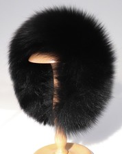 Bandeau En Fourrure De Renard Bleu Large Pour Cheveux Alice Noir