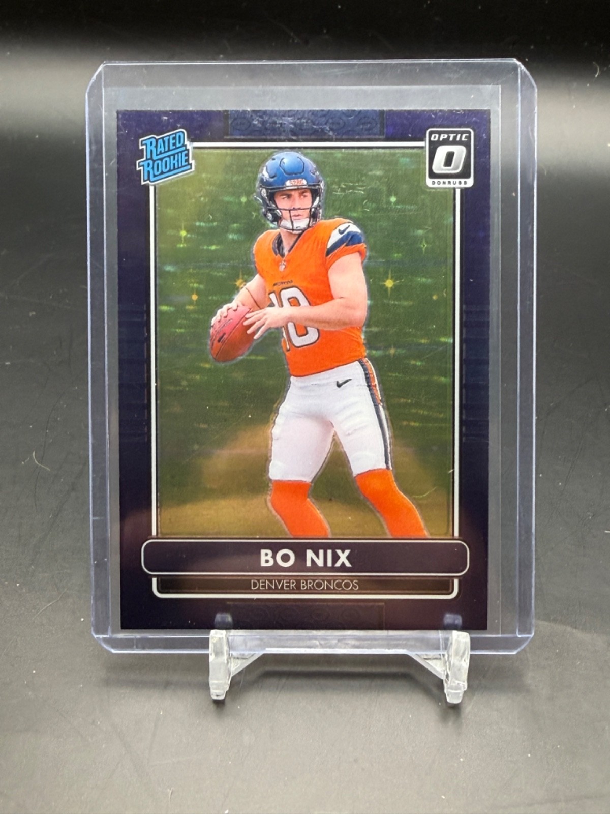 2024 Panini Donruss Optic Bo Nix /25 Purple Stars Prizm Rookie Retro #6 PC