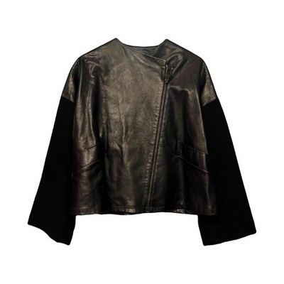 $3500 NEW Gucci Leather Wool Jacket  Coat 40 IT Small Black Swing Style 4 6