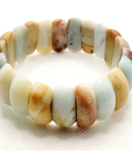 Vintage Large Chunky Bangle Amazonite Stretch Bracelet 2.5" Dia 76.24 grams - Picture 6 of 7