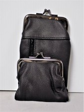 GENUINE BLACK LEATHER CARRY ALL CIGARETTE CASE KS-100mm COIN PURSE ZIPPER WALLET
