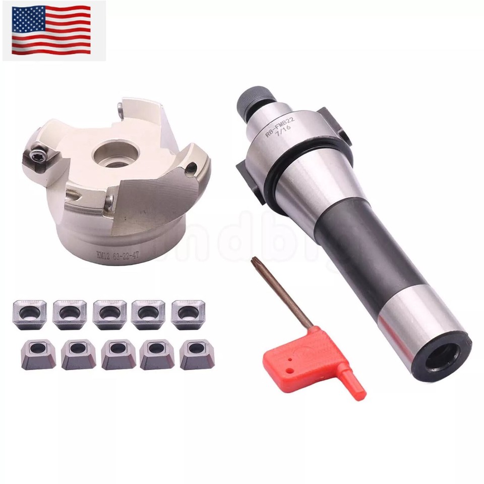 Porte-inserts Fraisage KM12 63-22-4T Avec Inserts SEKT1204 - Pour Fraises à Queue D'aronde R8 FMB22