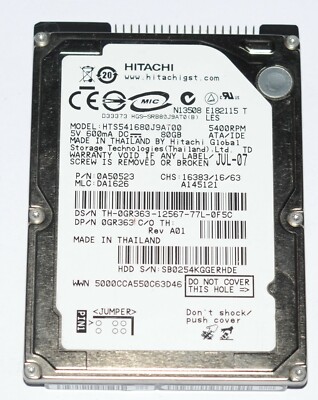 HITACHI HTS541680J9AT00 80 GB HDD 2.5