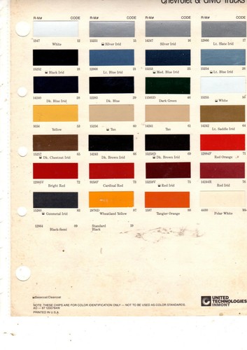 1985 CHEVROLET TRUCKS AND GMC TRUCKS 85 PAINT CHIPS RM RINSHED MASON ...