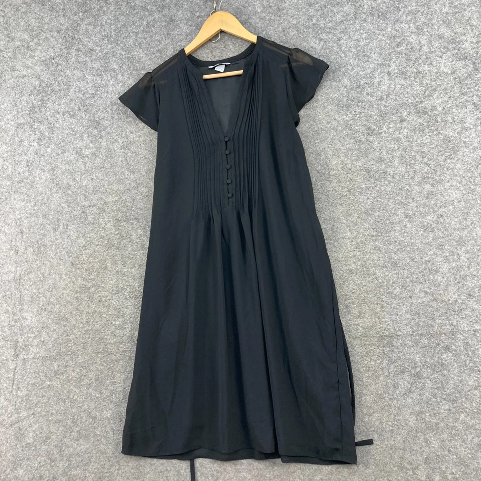 Vestido para mujer H&M talla 8 negro manga corta cuello en V cinturón cambio 203 Foto 3 de 4