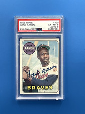 1969 Topps Hank Aaron signed card PSA 6/9 white letter  ONLY ONE HIGHER