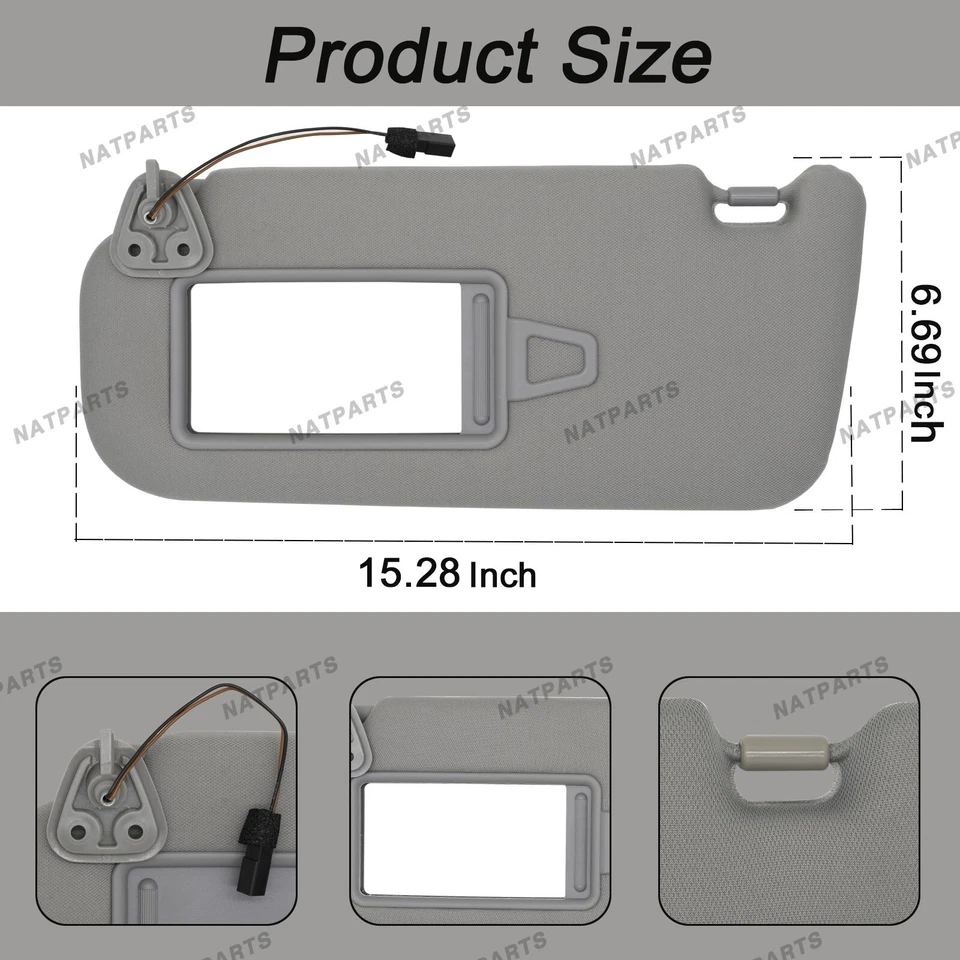Parasol lado conductor izquierdo con luz para Hyundai Elantra 2007-2010 852012H0208M Foto 4 de 4