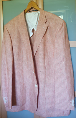 Sommer Sakko Jacke Leinen orange weiß gestreift Gr. 62 Fa. Bäumler