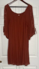 Naif Anthropology Dress Womens Rust Color 3X Boho Ruffle Sleeve Hippie Oversized
