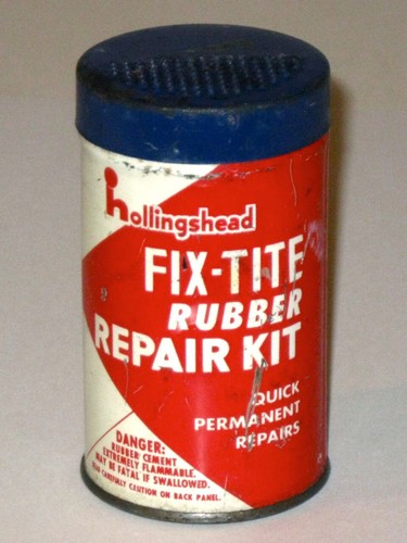 Vintage 1960s Hollingshead FIX-TITE Rubber Repair Kit Advertising Tin! Rare!