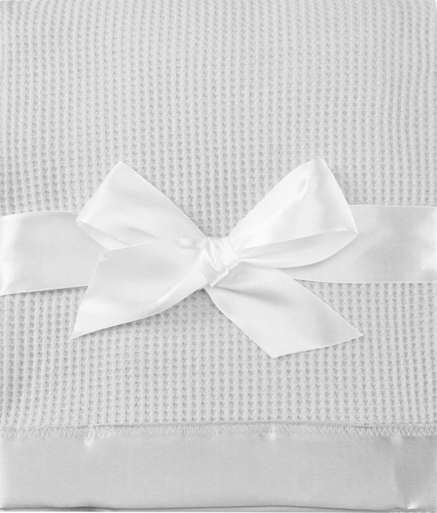 Thermal Waffle Weave Baby Blanket with Satin Nylon Trim Grey | eBay