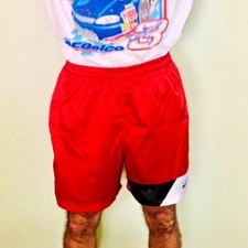 Nike 90s Super Rare Color Vintage America Nylon Soccer Shorts Red Satin Small