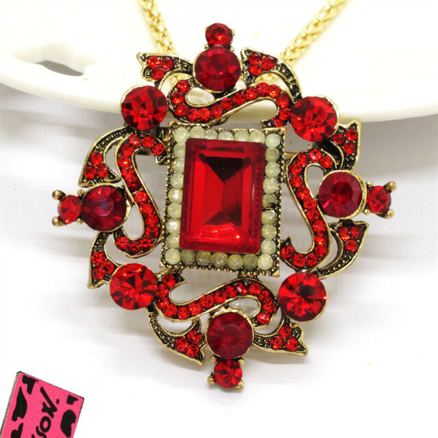 Hot Gift Jewelry Red Rhinestone Gorgeous Royal Crystal Pendant Chain Necklace