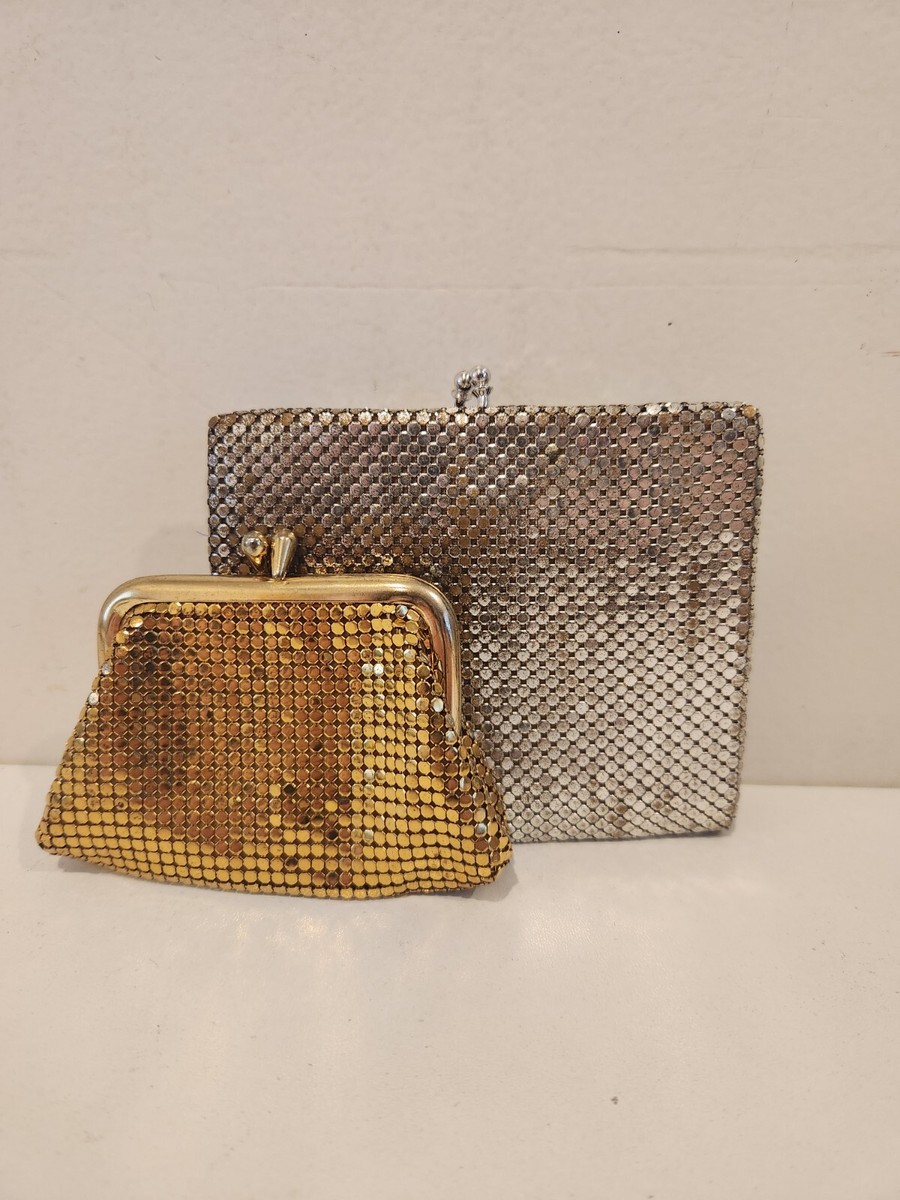 Vintage Whiting Davis Silver And Gold Mesh Wallet And Coin Purse