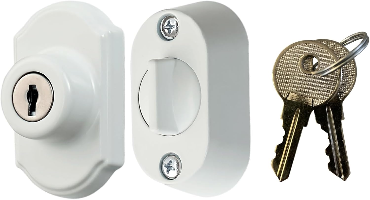 Ideal Security Keyed Deadbolt for Storm and Screen Doors, White