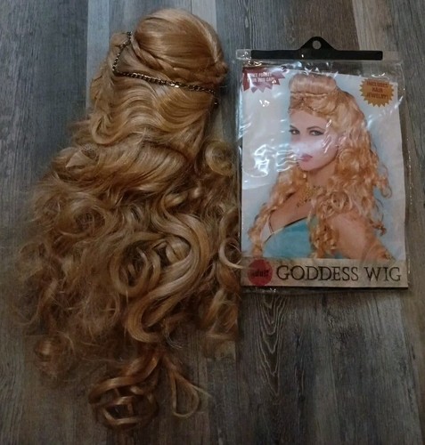 Blonde Göttin Drag Queen Perücke Haarschmuck Kostüm lockig Erwachsene