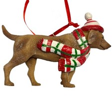 Golden Retriever in Hat  Scarf Christmas Ornament Raz Imports Resin Dog 4.5"