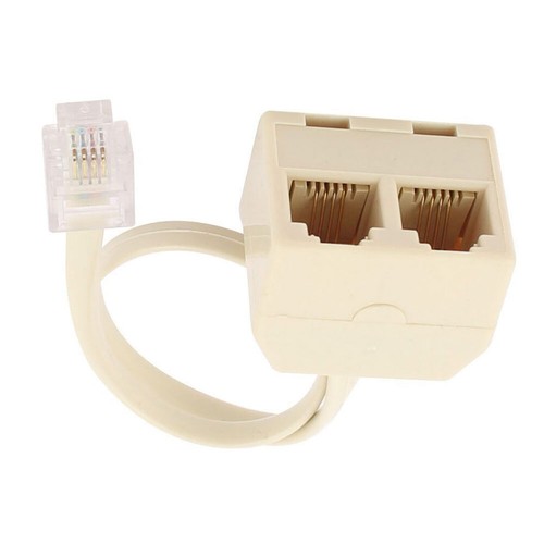 RJ11 6P4C Male to Female 2 Way Outlet Telephone Jack Line Splitter Adapter - Afbeelding 5 van 6