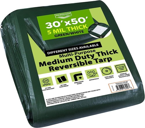 RSW Shield Medium Duty Green Tarp Waterproof 5 Mil Reversible Multi Purpose - Picture 21 of 23
