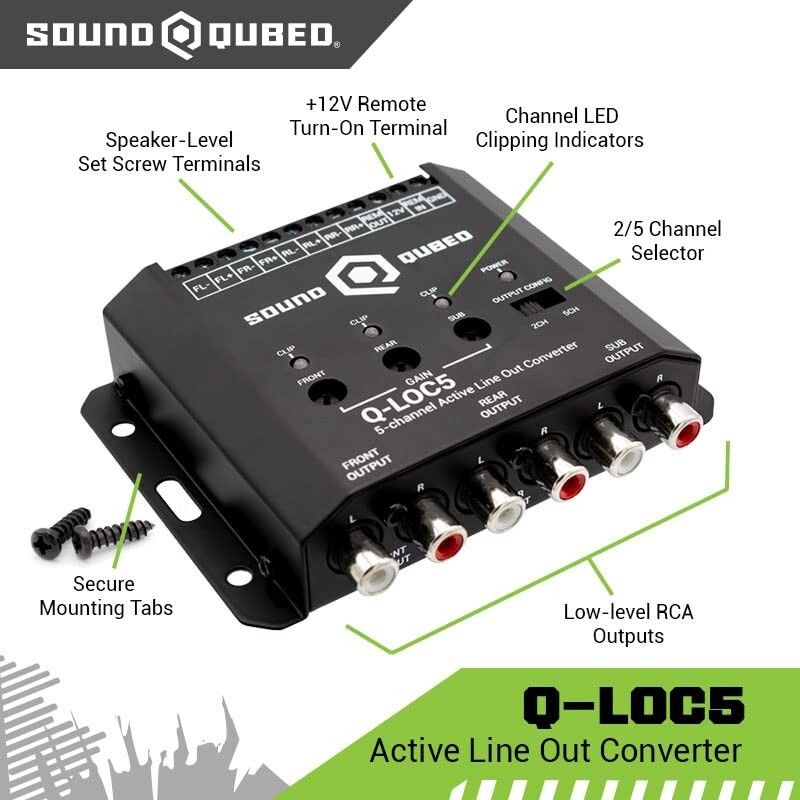 Compact High to Low Signal Converter - 5-Channel for Car Audio Amplification