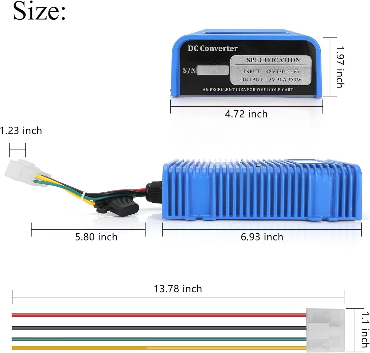 36V/48V to 12V Golf Cart Voltage Reducer Converter for Club Car